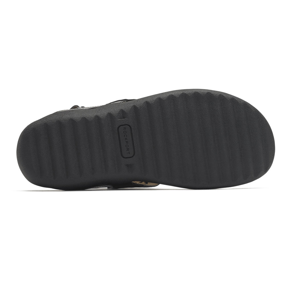 Womens Sandals - Rockport Ridge Circle Cutout Thong - Black - XLSP73801